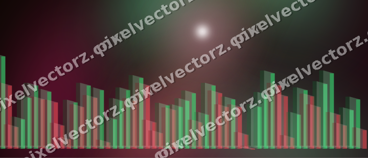 Glowing neon chart background in pink and green