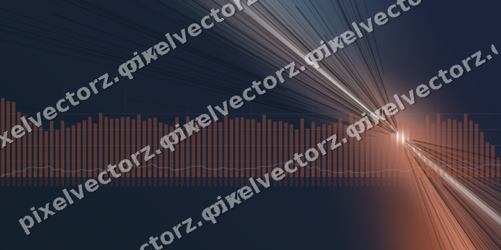 Glowing neon chart background in orange and cyan