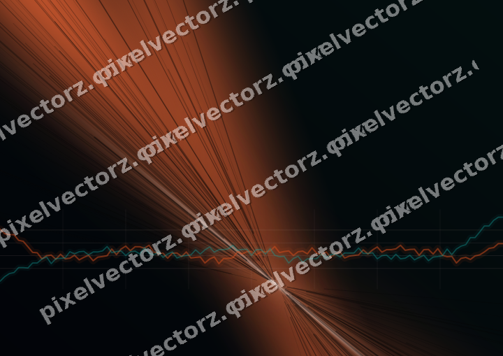 Glowing neon chart background in orange and teal