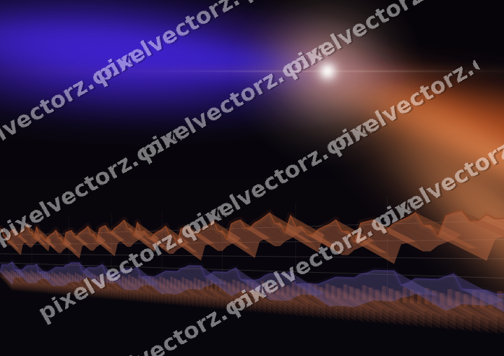 Glowing neon chart background in orange and blue