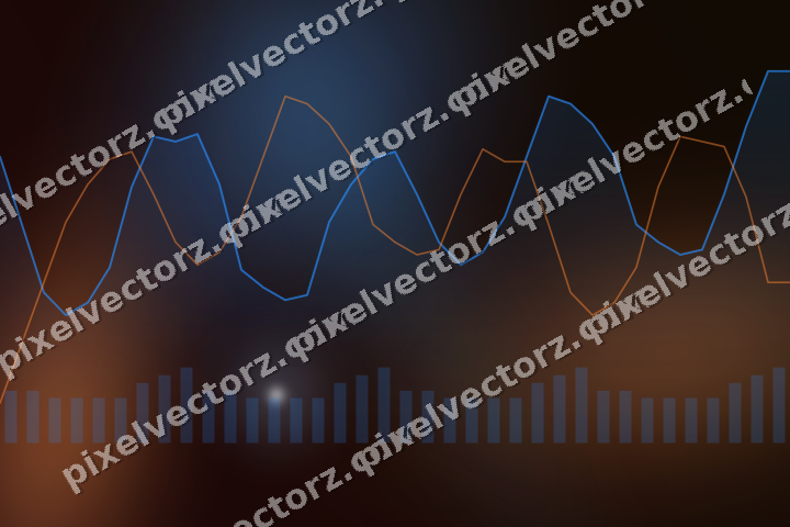 Glowing neon chart background in blue and red