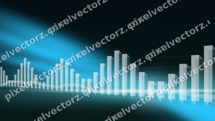 Glowing neon chart background in cyan and teal