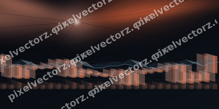 Glowing neon chart background in orange and cyan