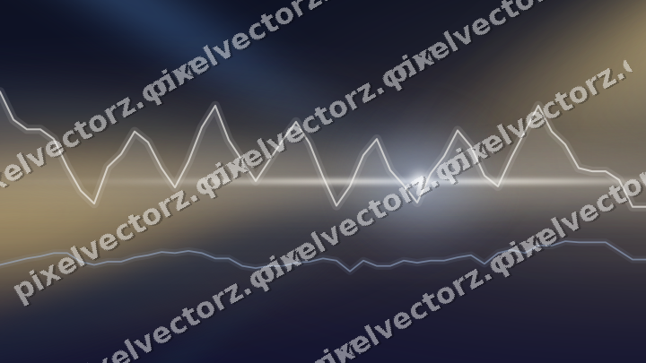 Glowing neon chart background in dark blue and amber