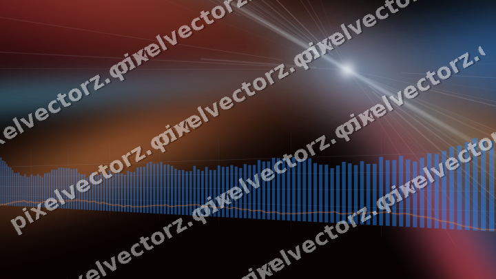Glowing neon chart background in blue and red