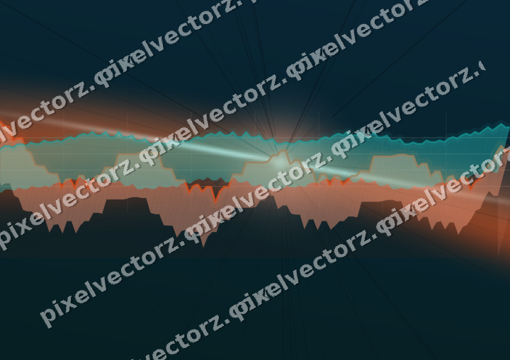 Glowing neon chart background in orange and teal
