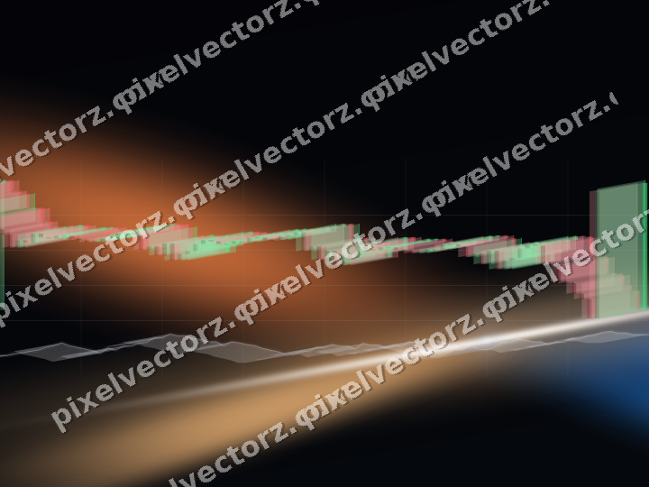 Glowing neon chart background in blue and orange