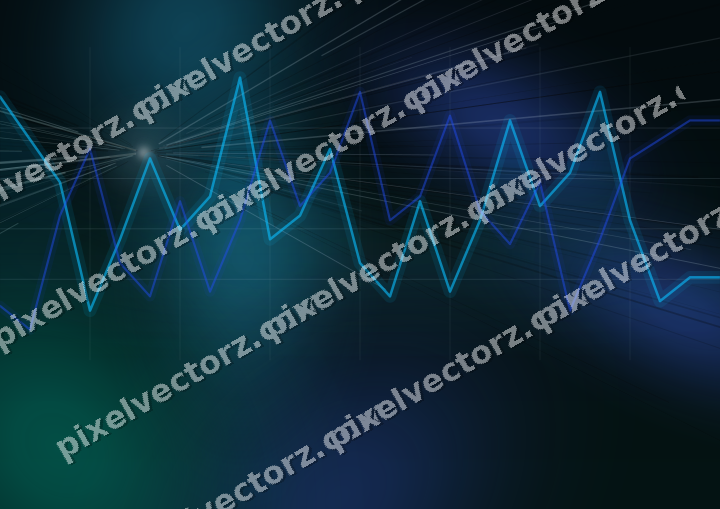 Glowing neon chart background in cyan and teal
