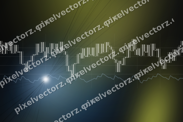 Glowing neon chart background in blue and yellow