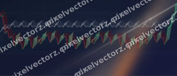 Glowing neon chart background in dark blue and orange