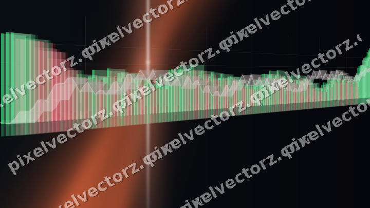 Glowing neon chart background in orange and cyan