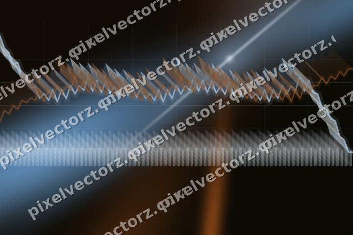 Glowing neon chart background in blue and orange