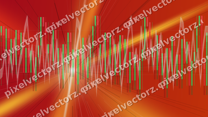 Glowing neon chart background in orange and amber