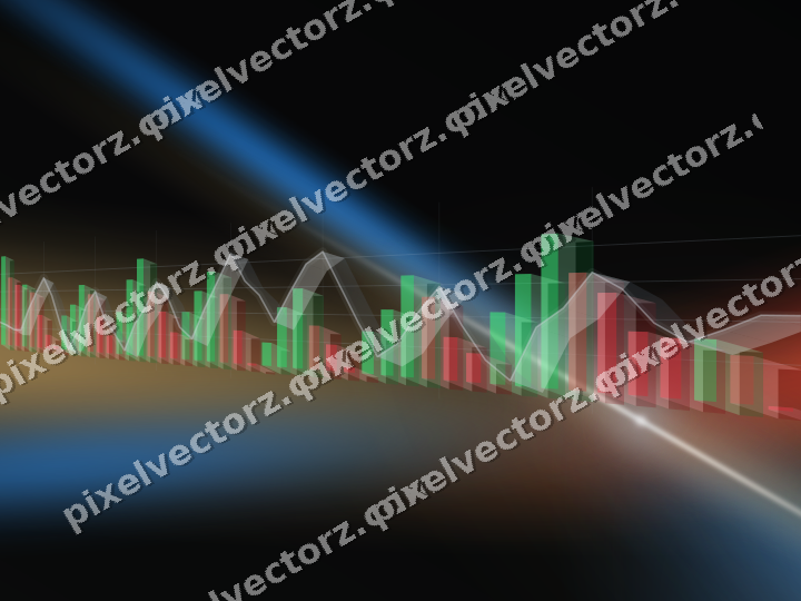 Glowing neon chart background in blue and red