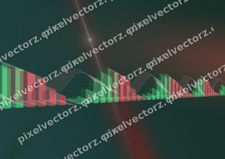 Glowing neon chart background in dark red and dark green