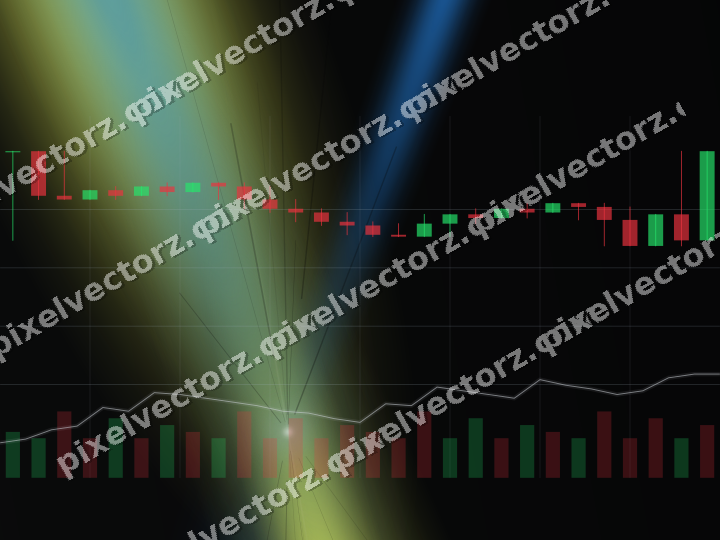 Glowing neon chart background in blue and yellow