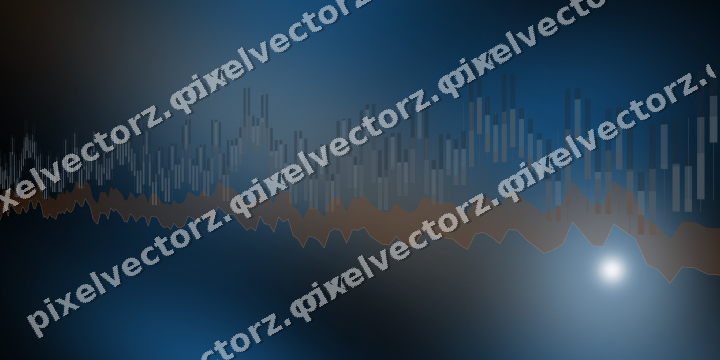 Glowing neon chart background in blue and orange