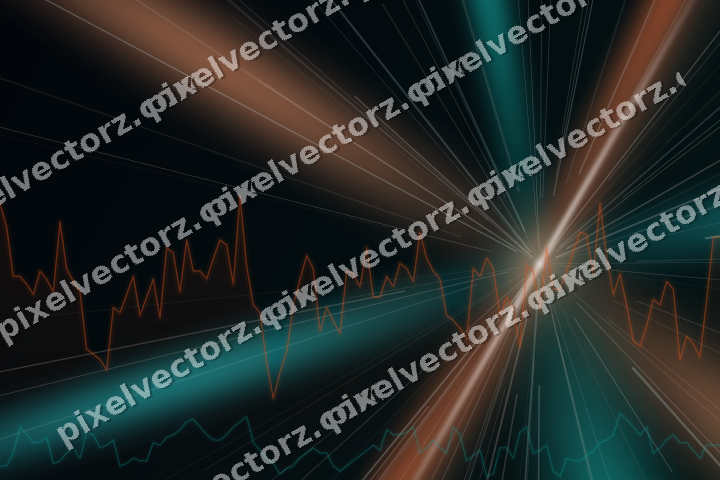 Glowing neon chart background in orange and teal