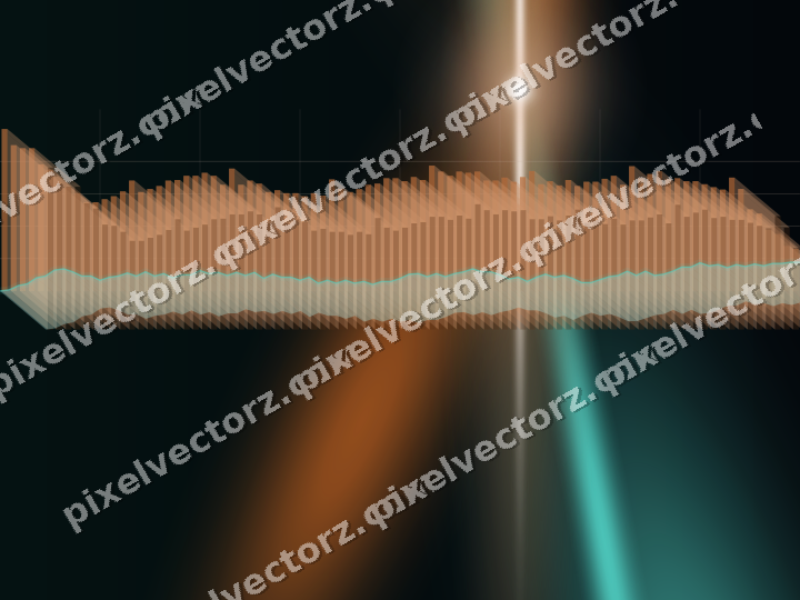 Glowing neon chart background in orange and teal