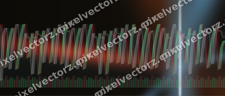 Glowing neon chart background in cyan and red