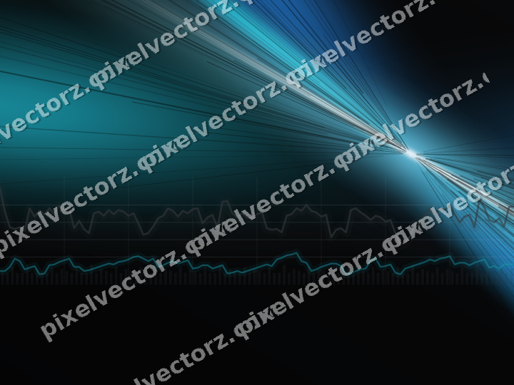 Glowing neon chart background in blue and teal