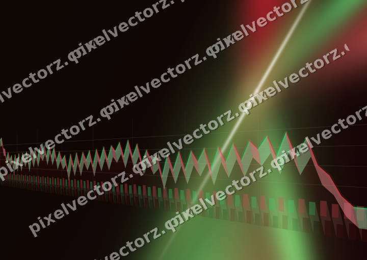 Glowing neon chart background in red and green