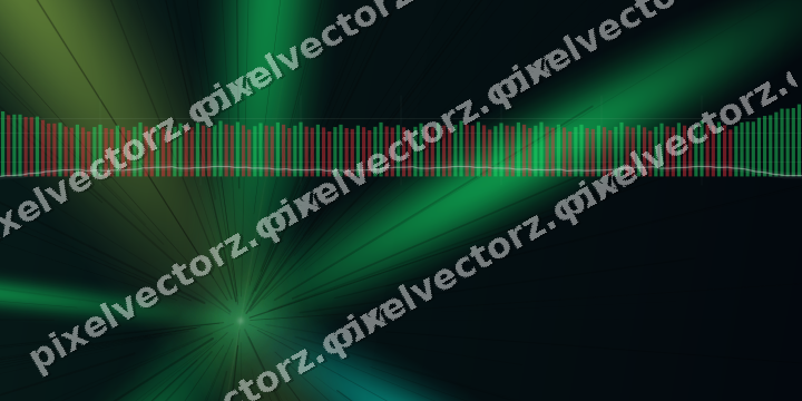 Glowing neon chart background in green and lime