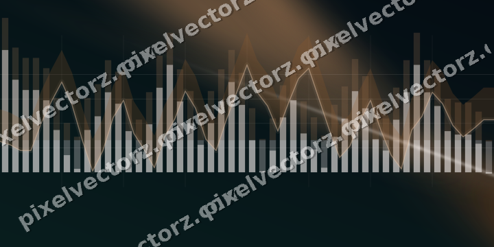 Glowing neon chart background in orange and teal