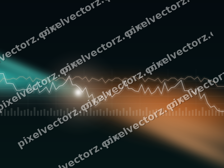 Glowing neon chart background in orange and teal