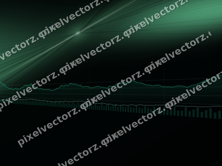 Glowing neon chart background in green and teal
