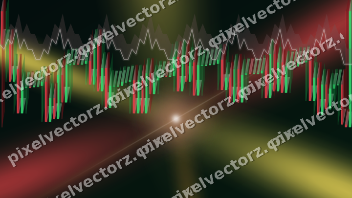 Glowing neon chart background in red and orange