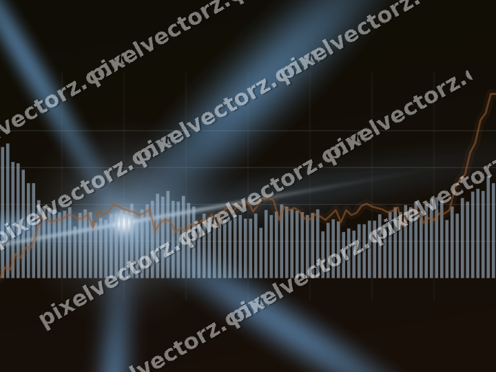 Glowing neon chart background in blue and orange