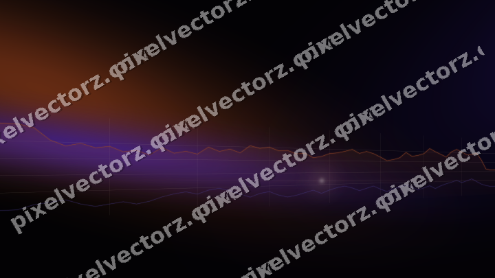 Glowing neon chart background in orange and blue