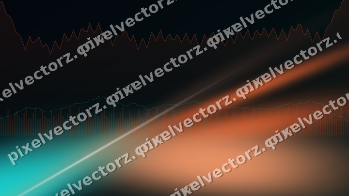 Glowing neon chart background in orange and teal