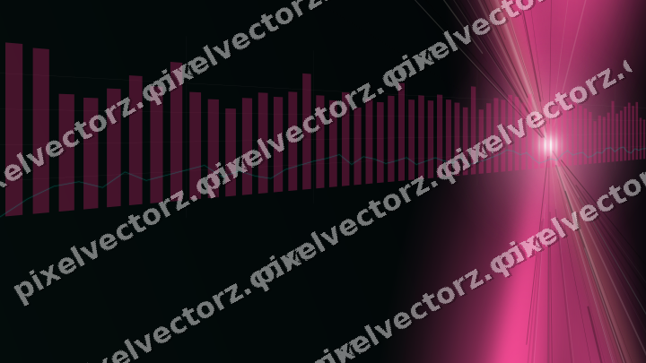 Glowing neon chart background in pink and orange