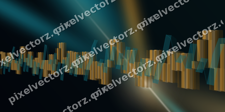 Glowing neon chart background in amber and teal