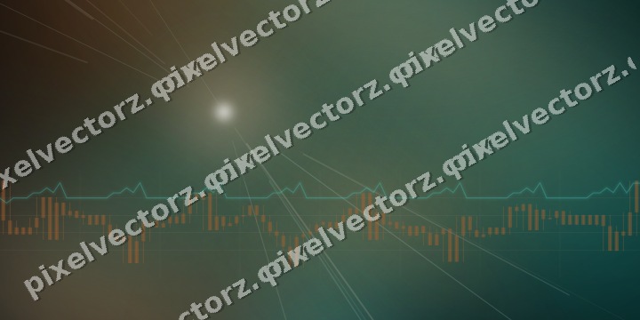 Glowing neon chart background in orange and teal