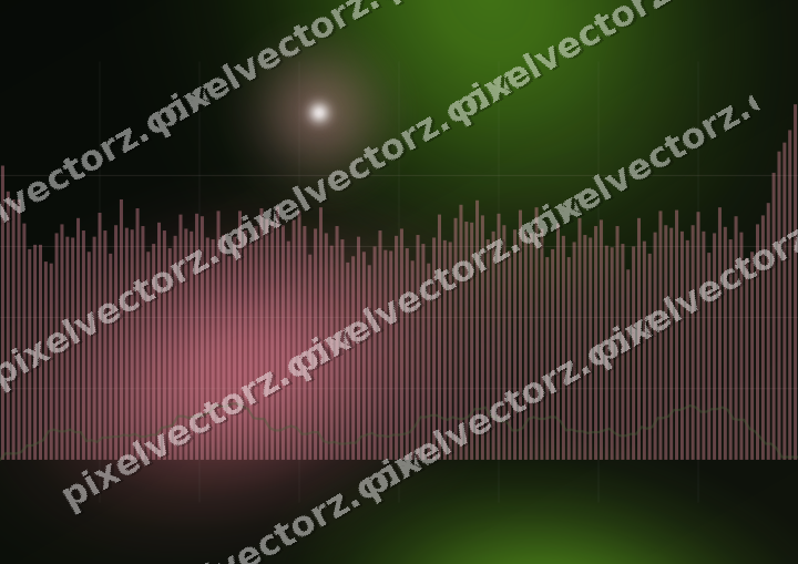Glowing neon chart background in pink and lime