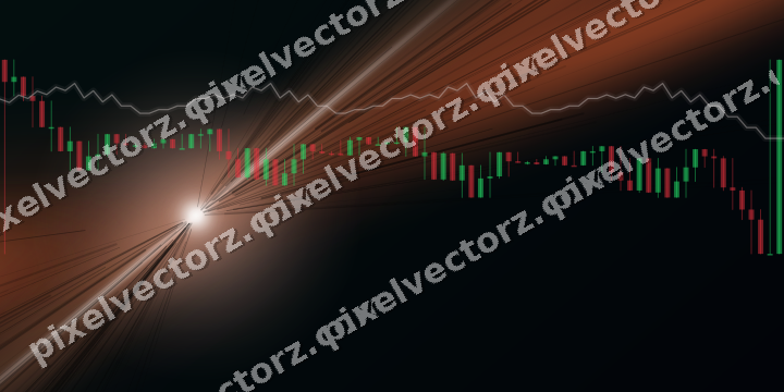 Glowing neon chart background in orange and teal