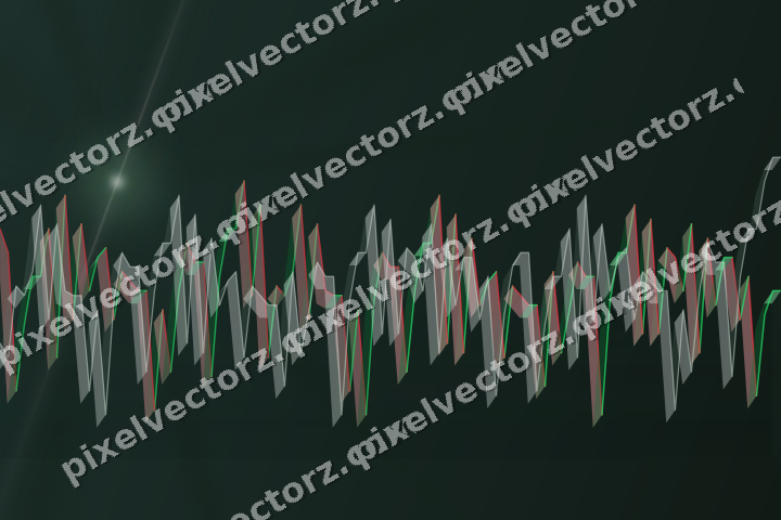 Glowing neon chart background in dark green and red
