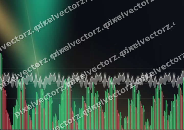 Glowing neon chart background in amber and green