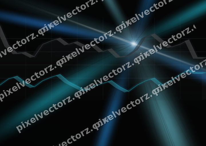 Glowing neon chart background in blue and teal