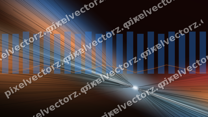 Glowing neon chart background in blue and red