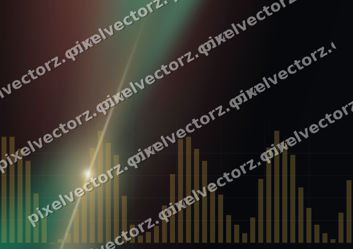 Glowing neon chart background in amber and green
