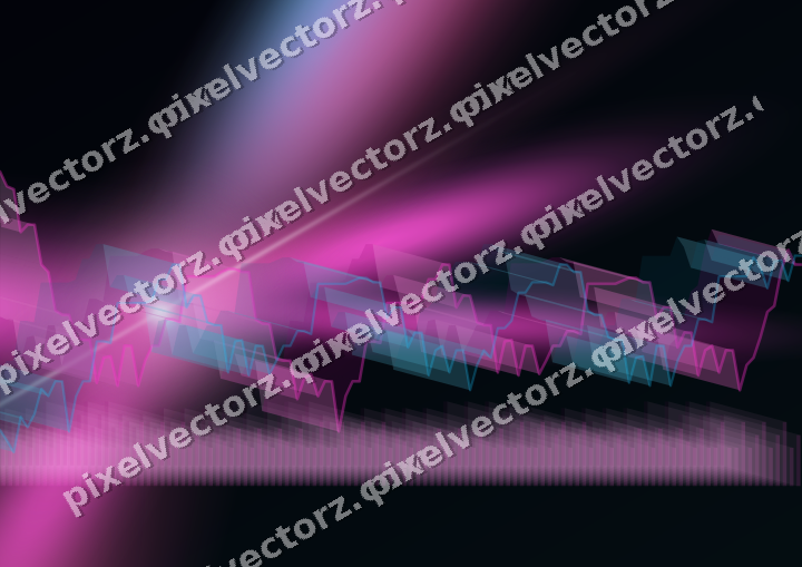 Glowing neon chart background in magenta and purple