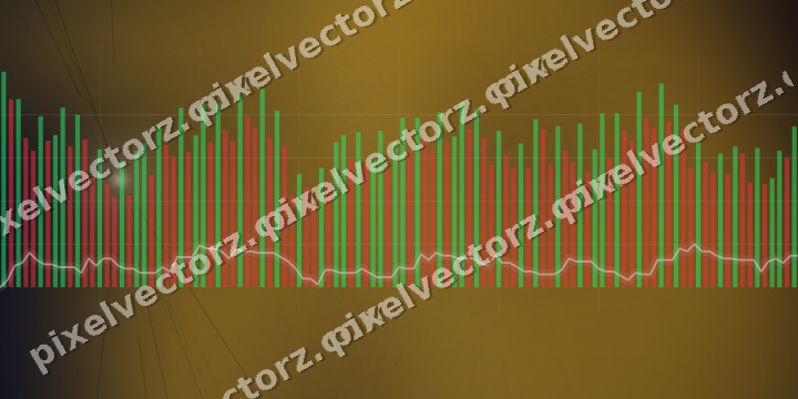 Glowing neon chart background in amber and blue