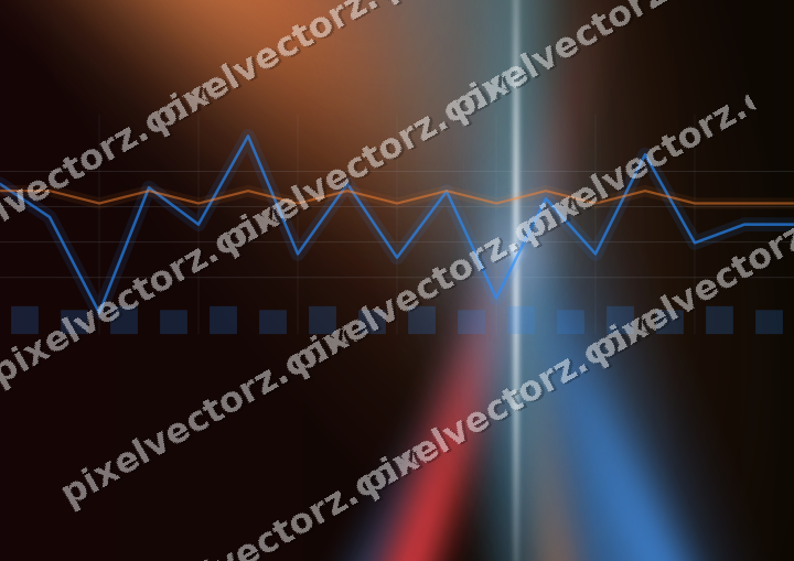 Glowing neon chart background in blue and red