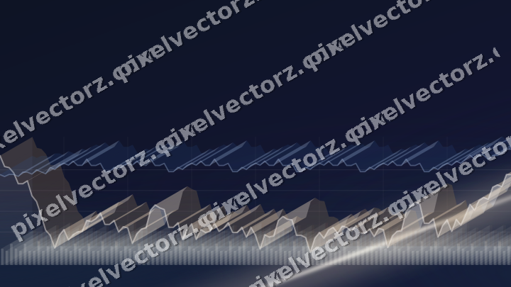 Glowing neon chart background in dark blue and red