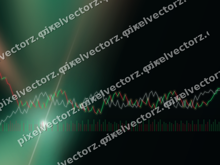 Glowing neon chart background in green and orange