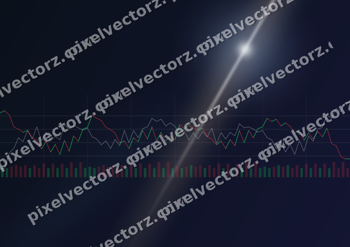 Glowing neon chart background in dark blue and orange